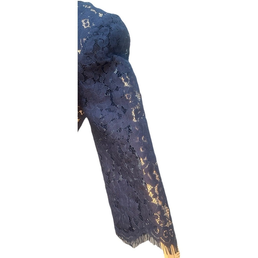 Eliza J Dress Women's Size 2 Navy Blue Lace Faille Fit and Flare Lining Pockets - Picture 11 of 13